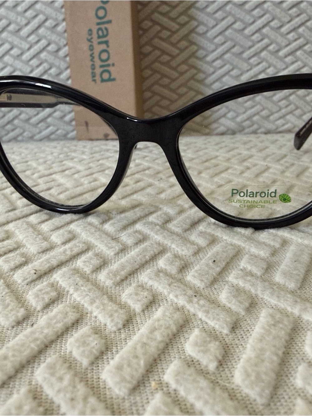 Polaroid Black Cat eye Glasses with Gold Temple Accents